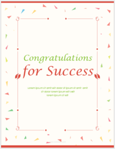 Congratulation card template for Word