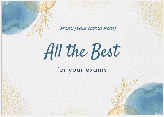 All the Best for Your Exam Card